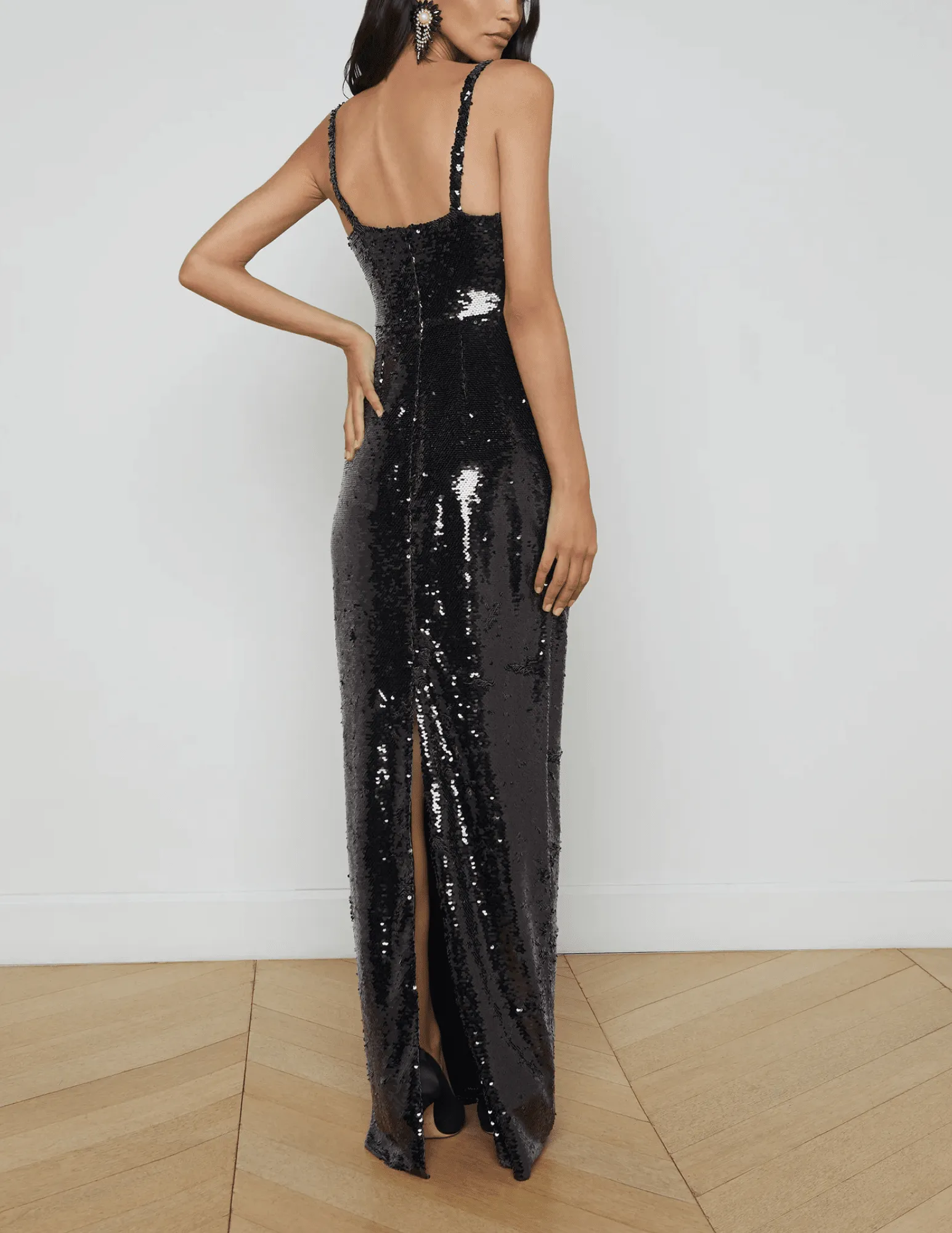 L'Agence Karma Sleeveless Sequin Maxi Dress