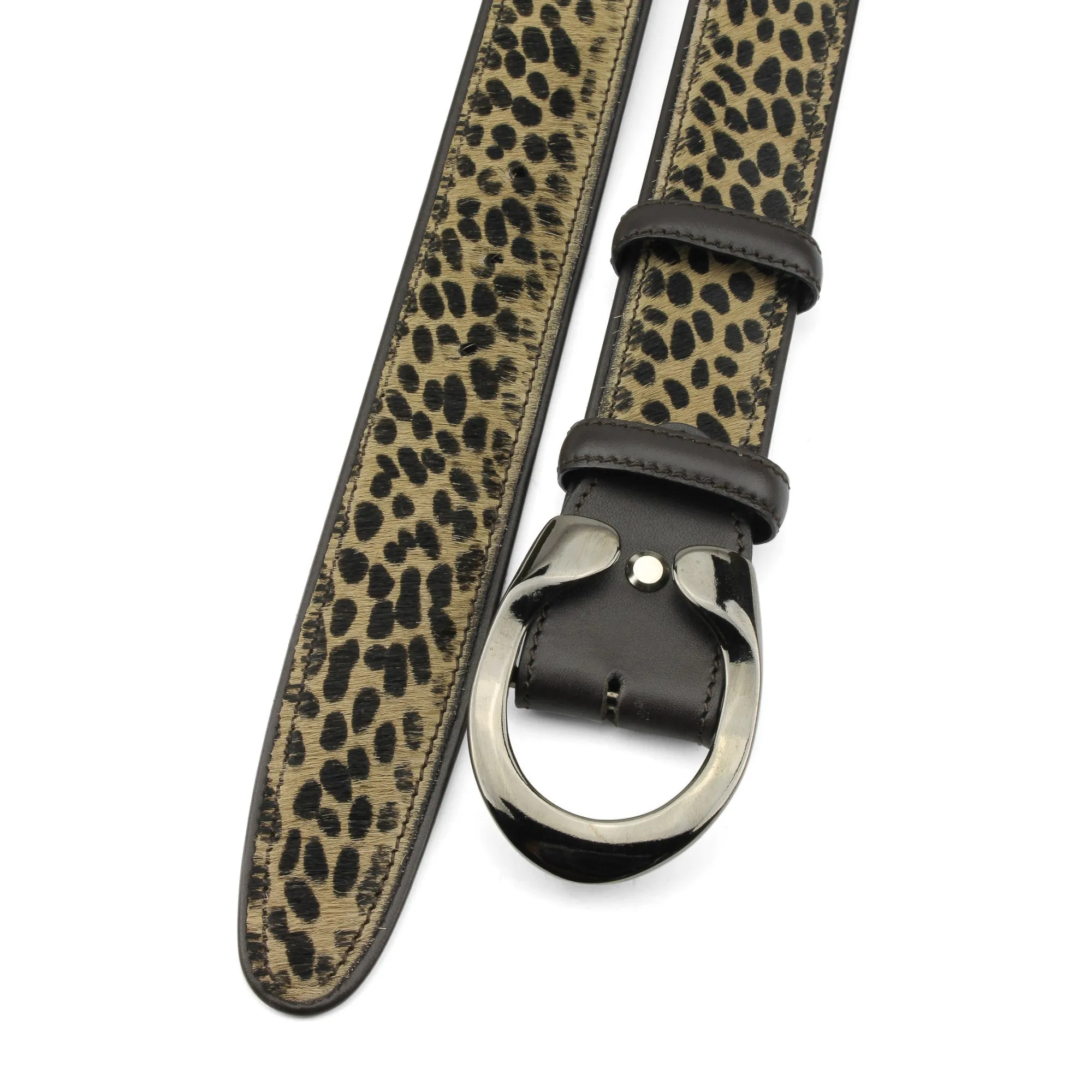 Leopard Print Pony Hair C Belt