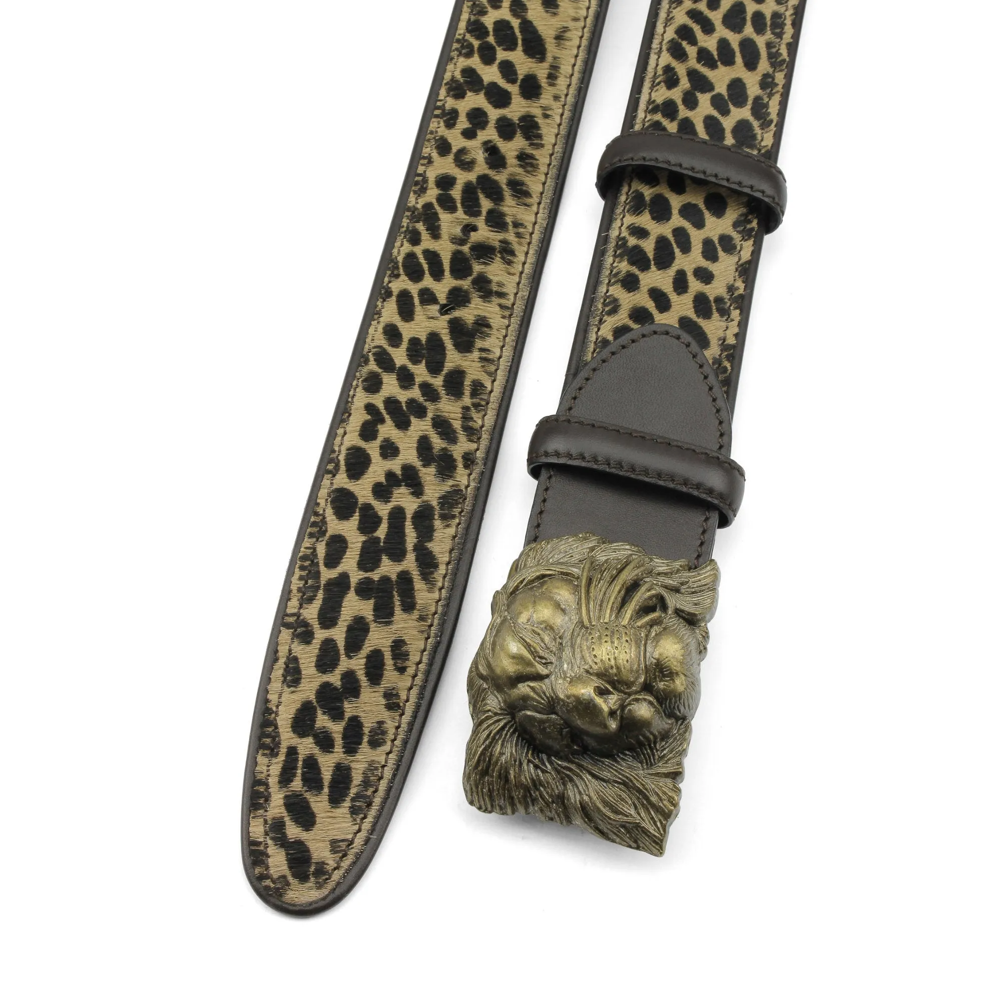 Leopard Print Pony Hair Lion Belt