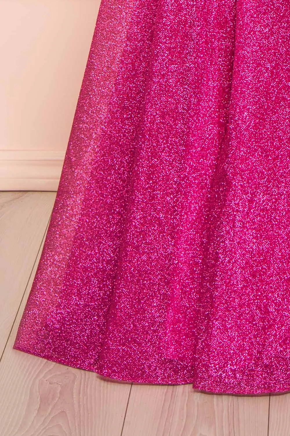 Lexy Fuchsia | Sparkly Cowl Neck Maxi Dress