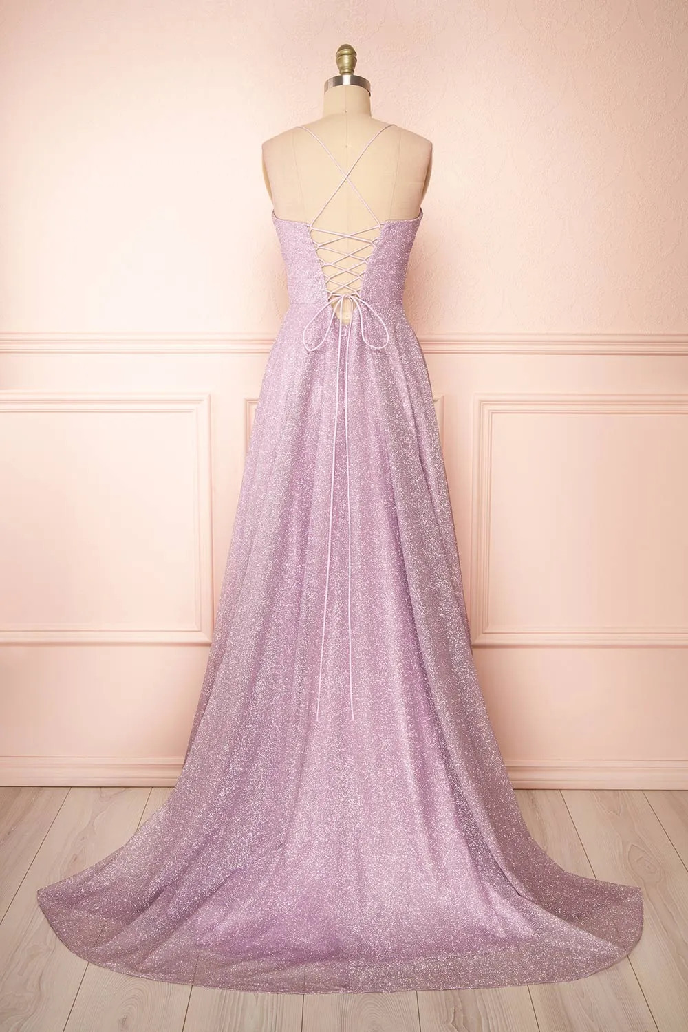 Lexy Lilac | Sparkly Cowl Neck Maxi Dress