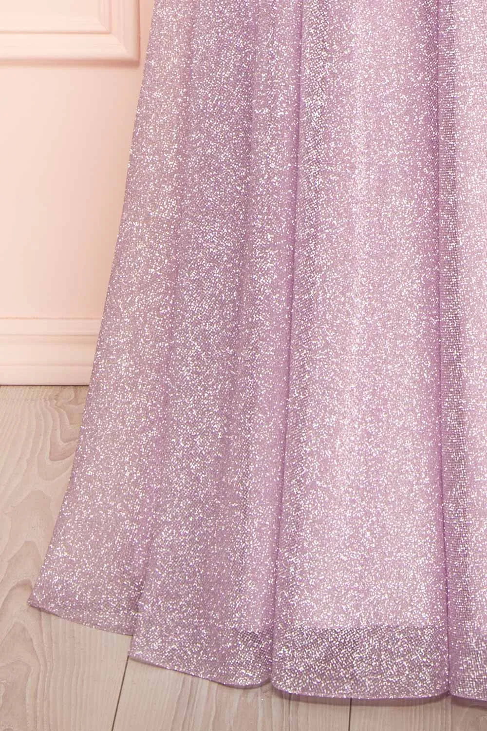 Lexy Lilac | Sparkly Cowl Neck Maxi Dress