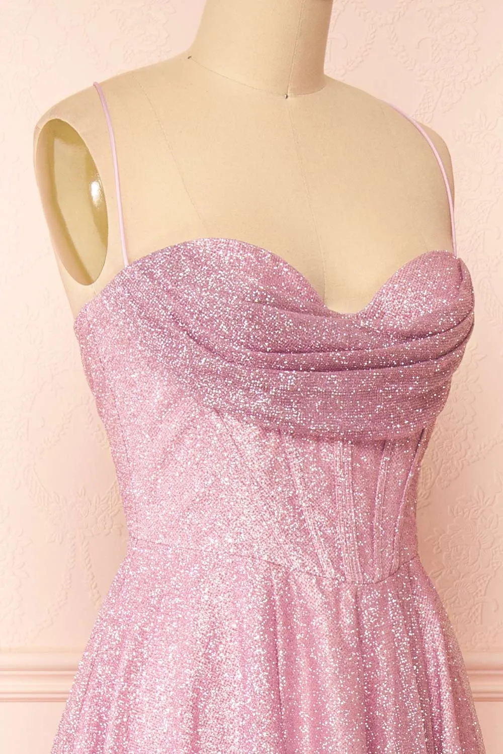 Lexy Pink | Sparkly Cowl Neck Maxi Dress