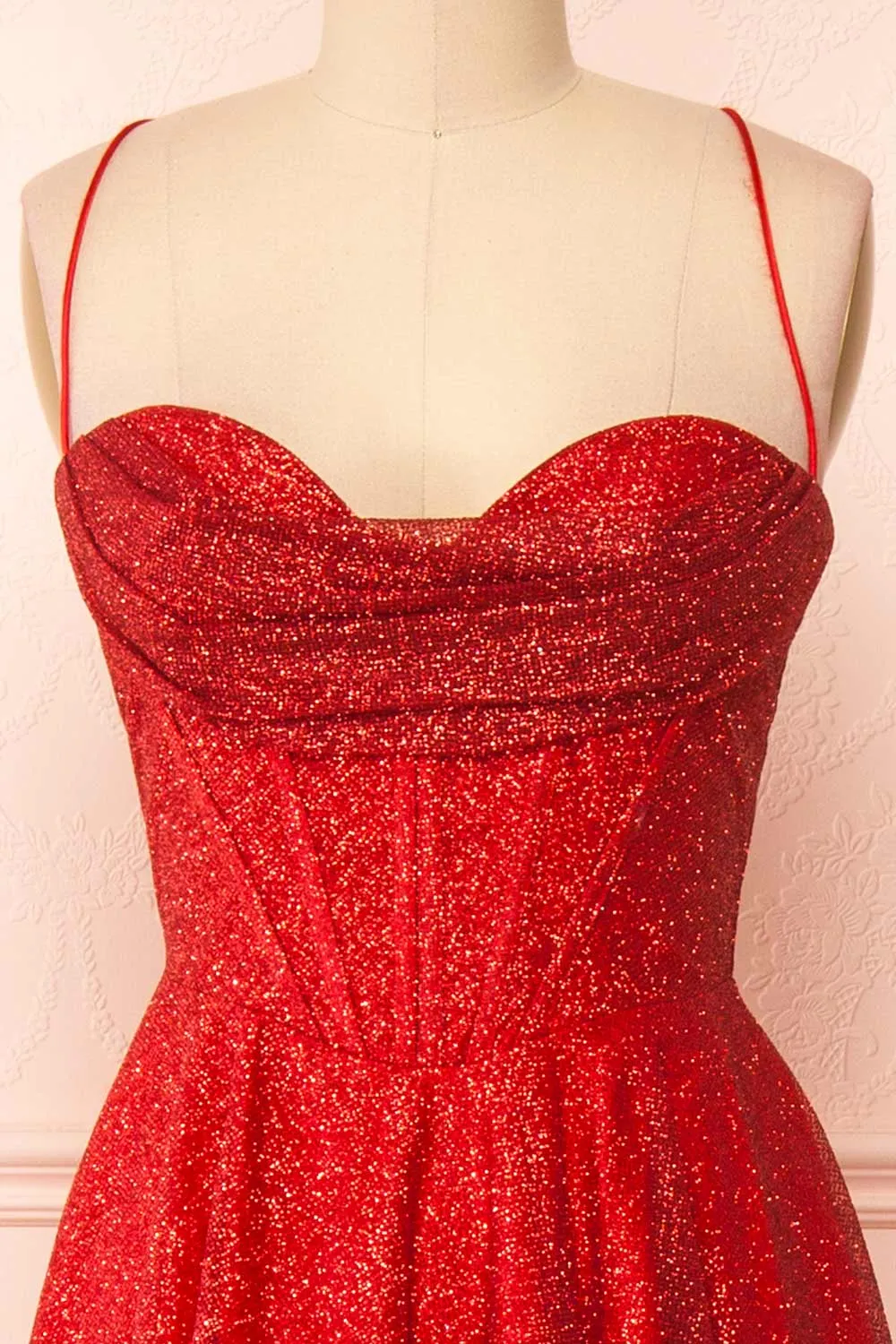 Lexy Red | Sparkly Cowl Neck Maxi Dress