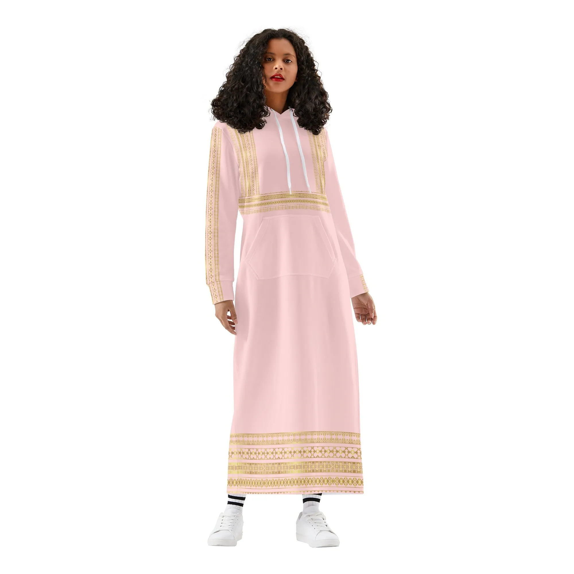 Light Royal Pink Casual Long Hoodie Dress