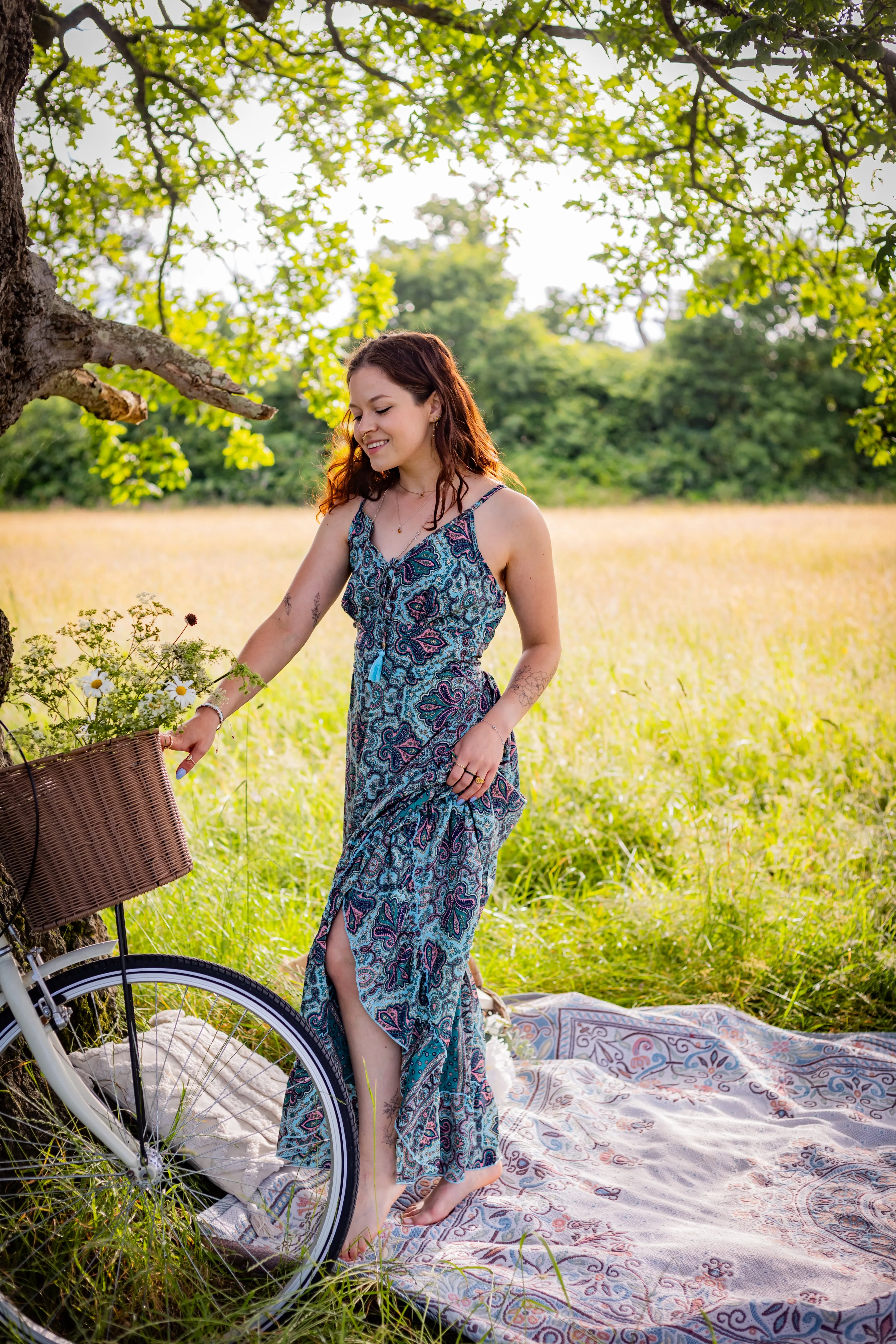 Liora Dress - Free Size (UK 8 - 16) - Blue Paisley - Ex Display