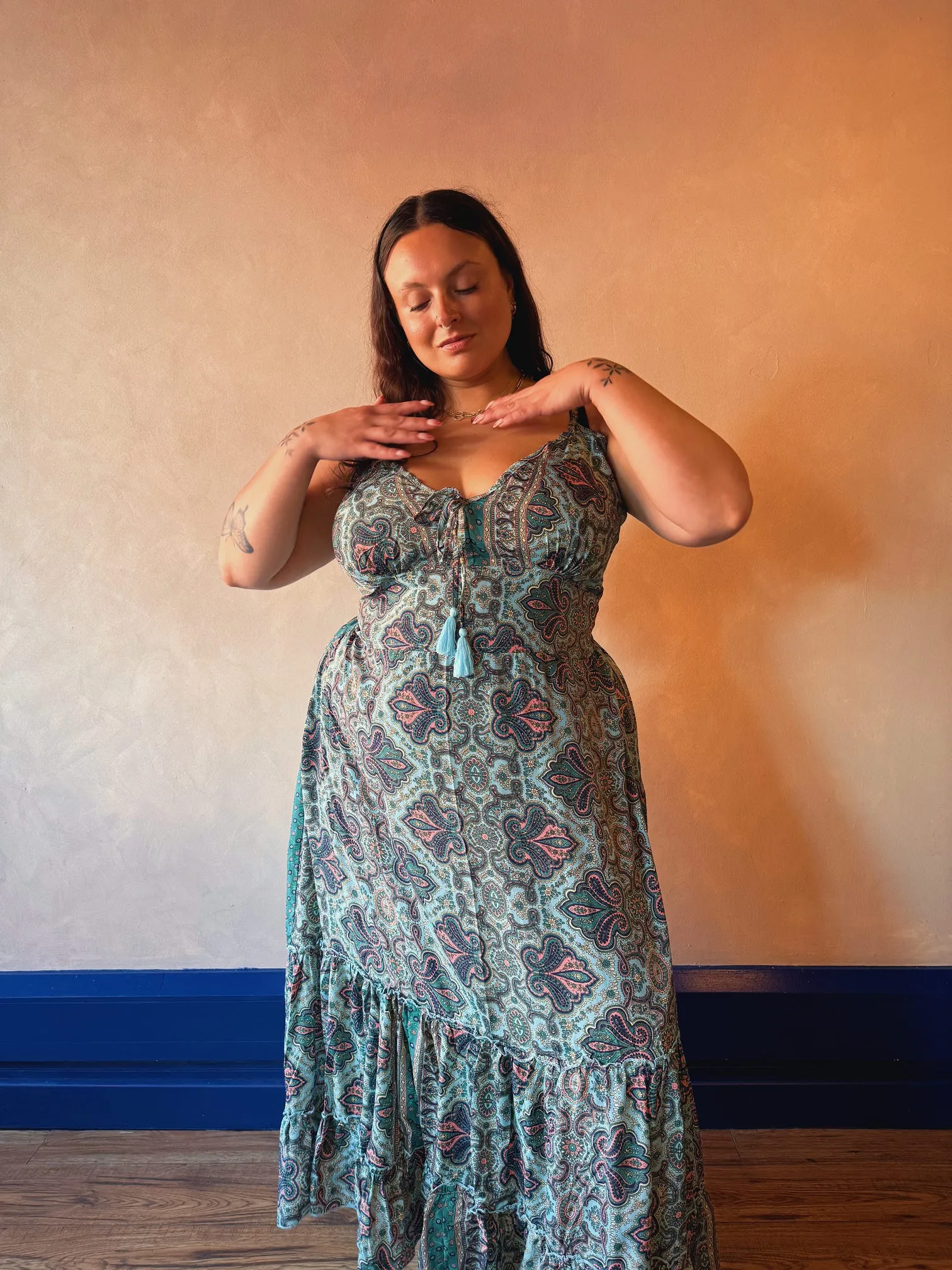 Liora Dress - Free Size (UK 8 - 16) - Blue Paisley - Ex Display