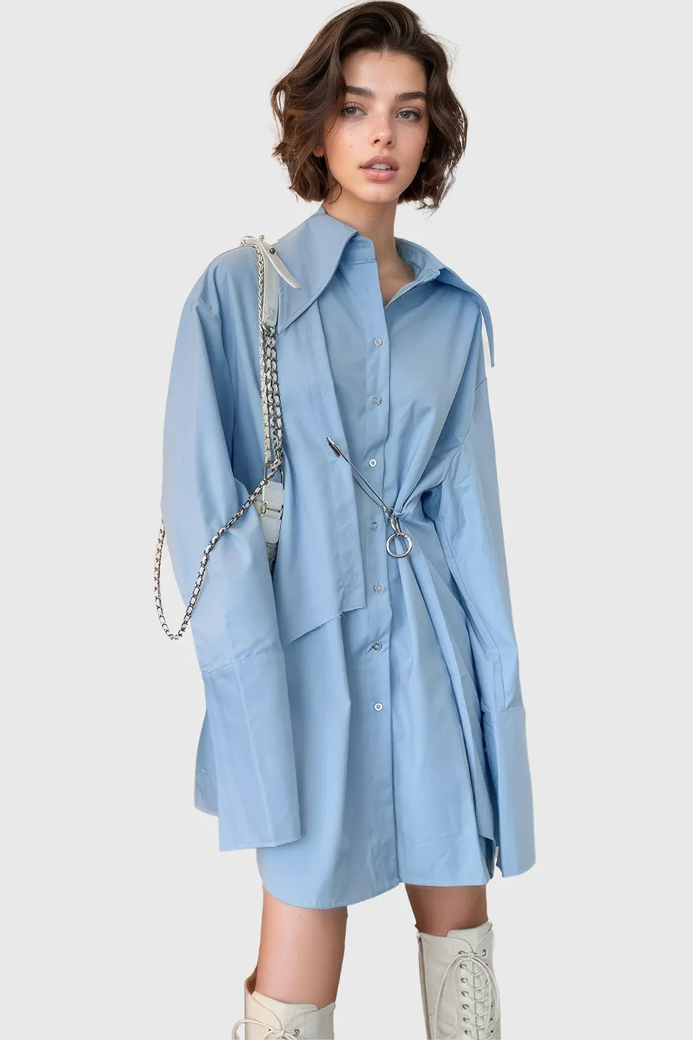 Long Asymmetrical Shirt - Blue