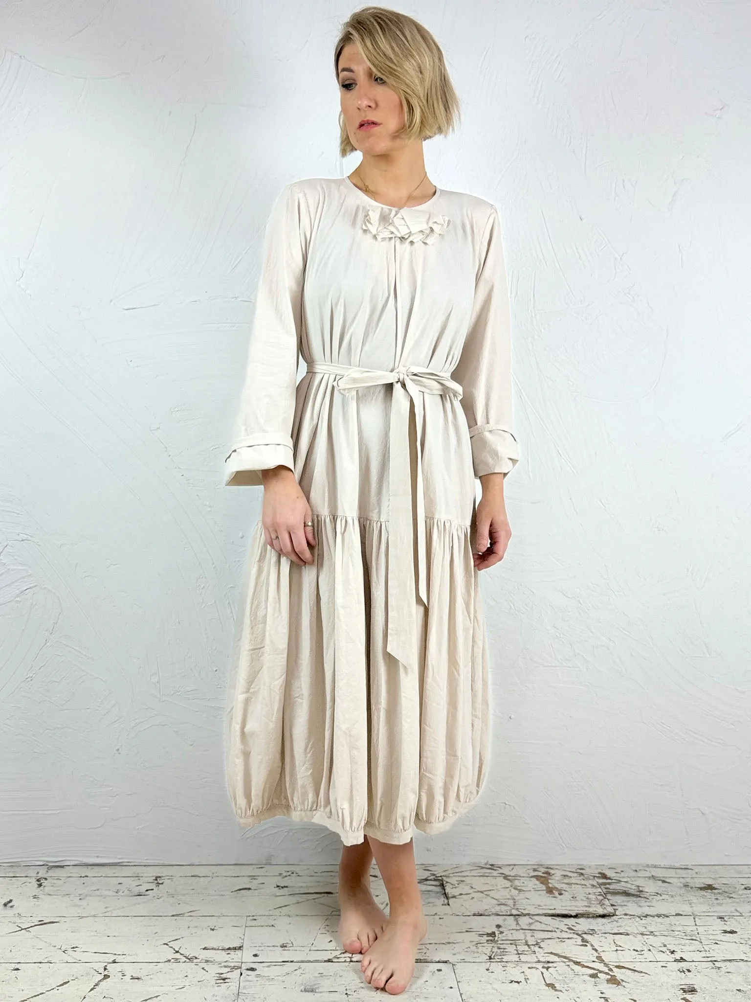 Long Sleeve Cotton Midi Dress