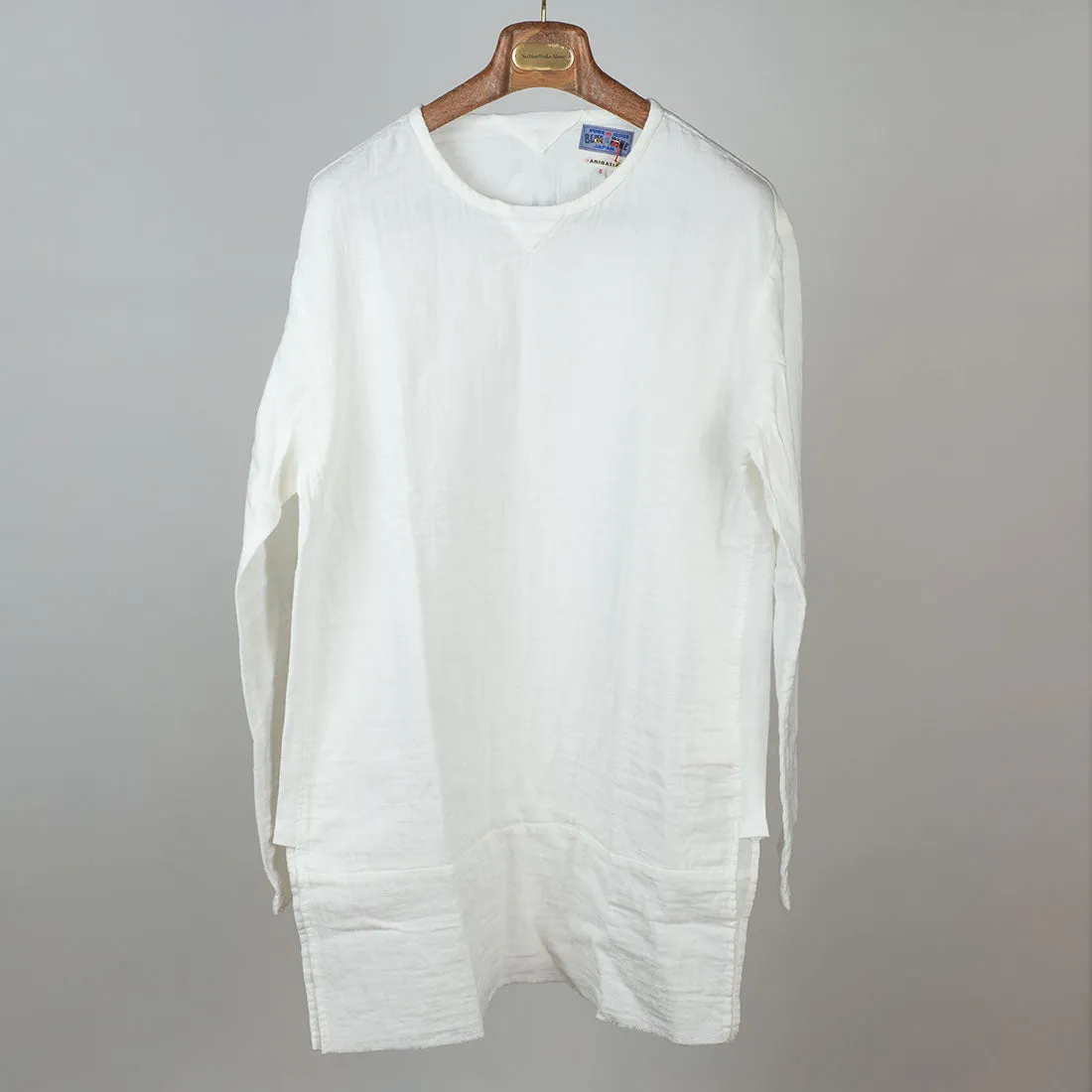 Long tunic in white double-layer gauzy cotton