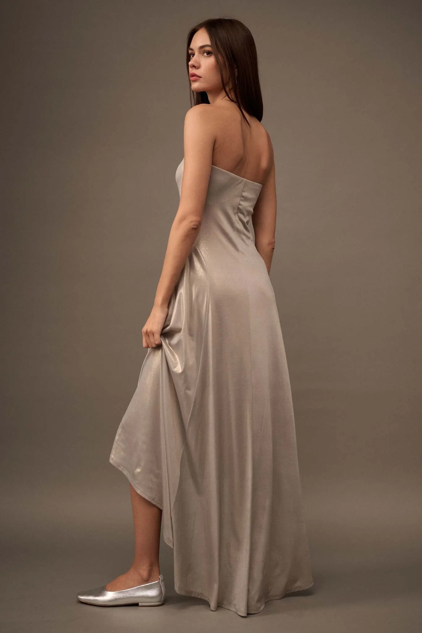 Love the Nightlife Strapless Shimmer Maxi Dress