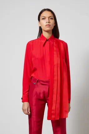 LUXEMBOURG red - silk pleated shirt