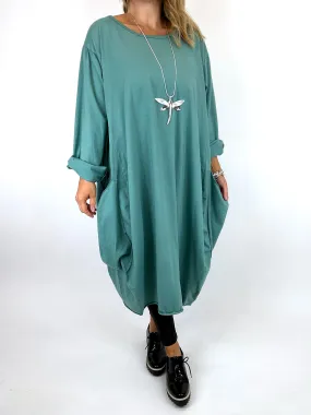 Made in Italy Lagenlook Martha Pocket Tunic in Sage Green. Code 9904