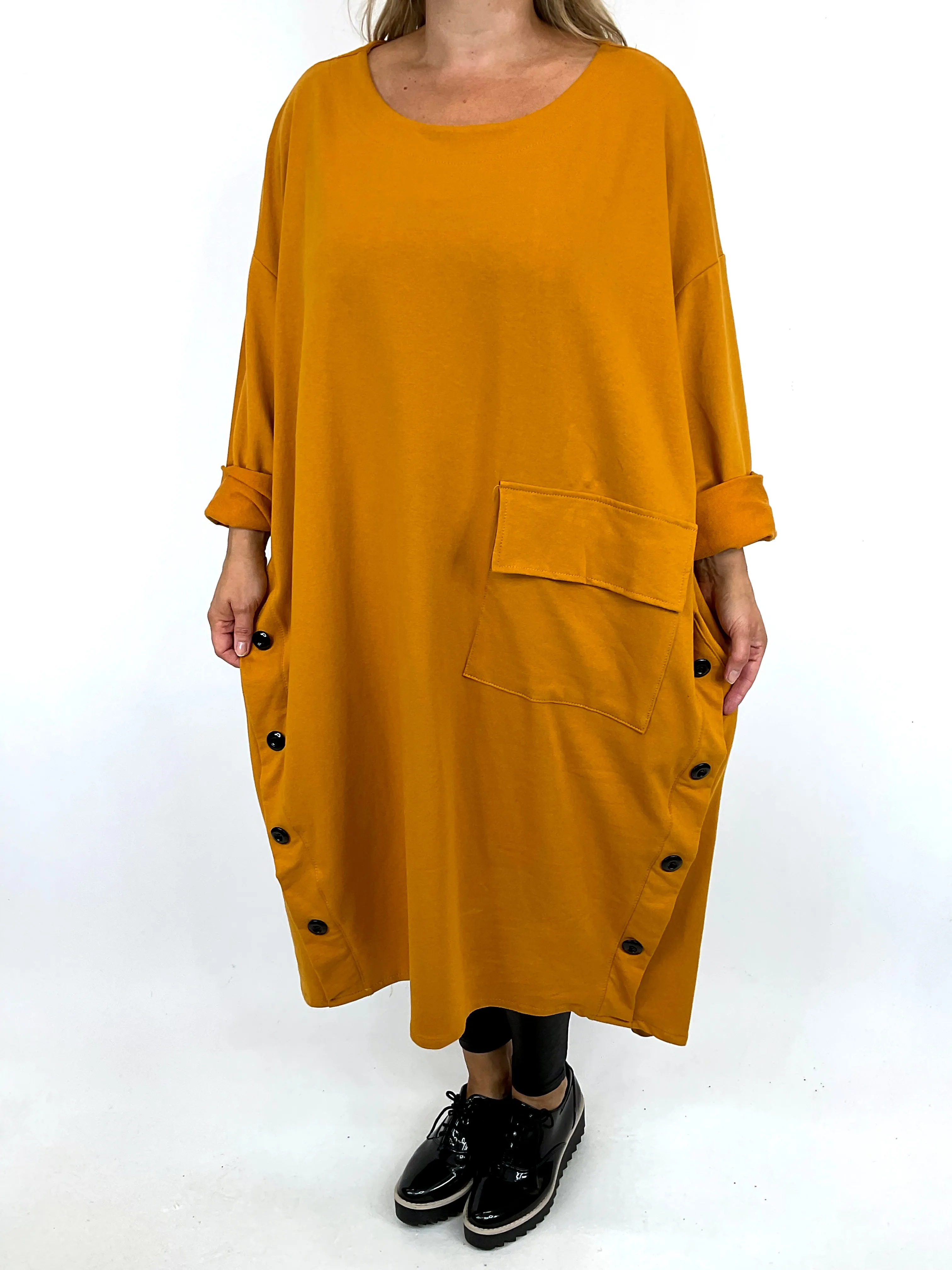 Made in Italy Lagenlook Stansbury Button Tunic in Mustard. 91805