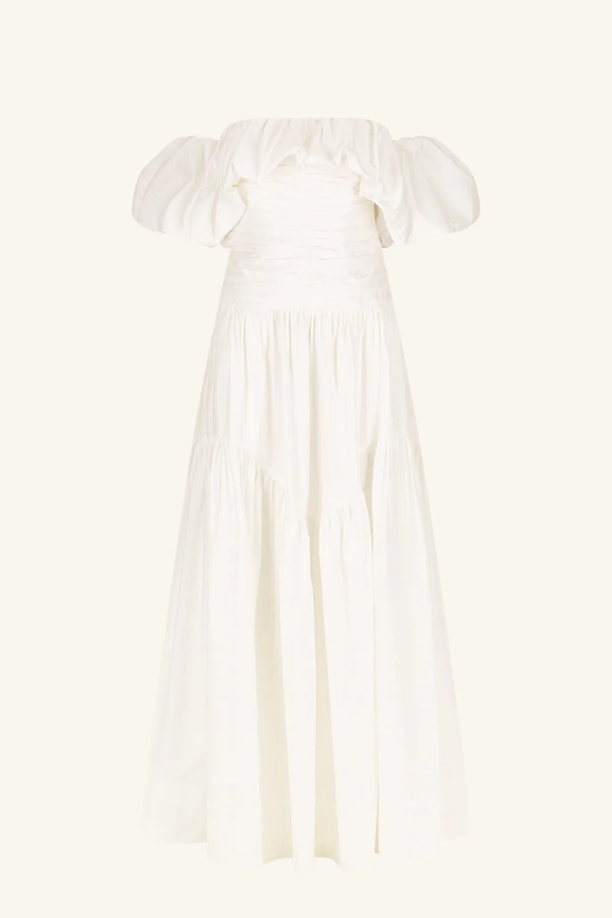 MAIORI OFF SHOULDER RUCHED BODICE MAXI DRESS - IVORY