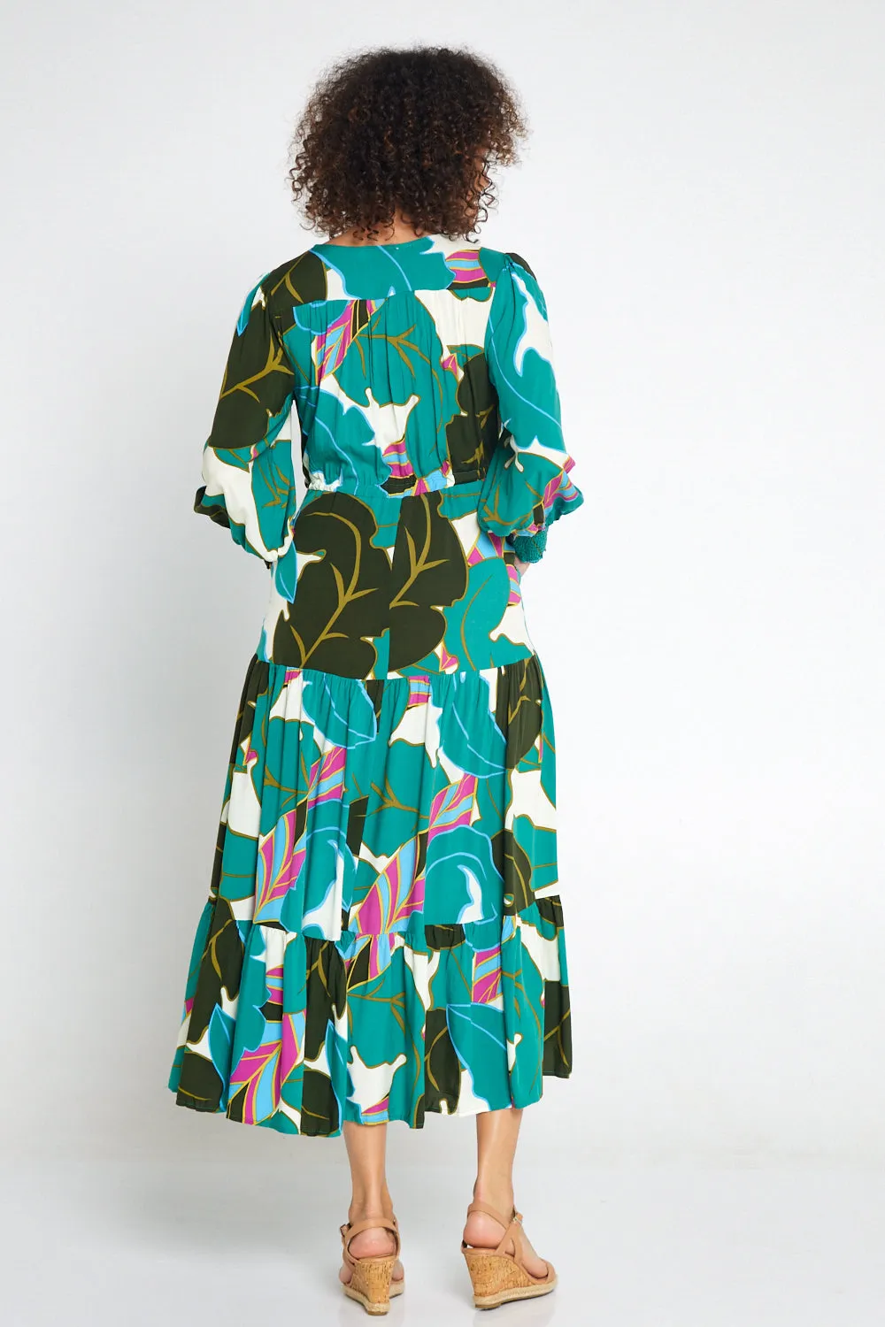 Makena Long Sleeve Maxi - Green Print