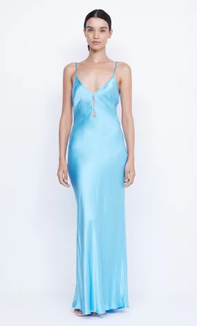 MARGAUX KEYHOLE DRESS - TOPAZ BLUE