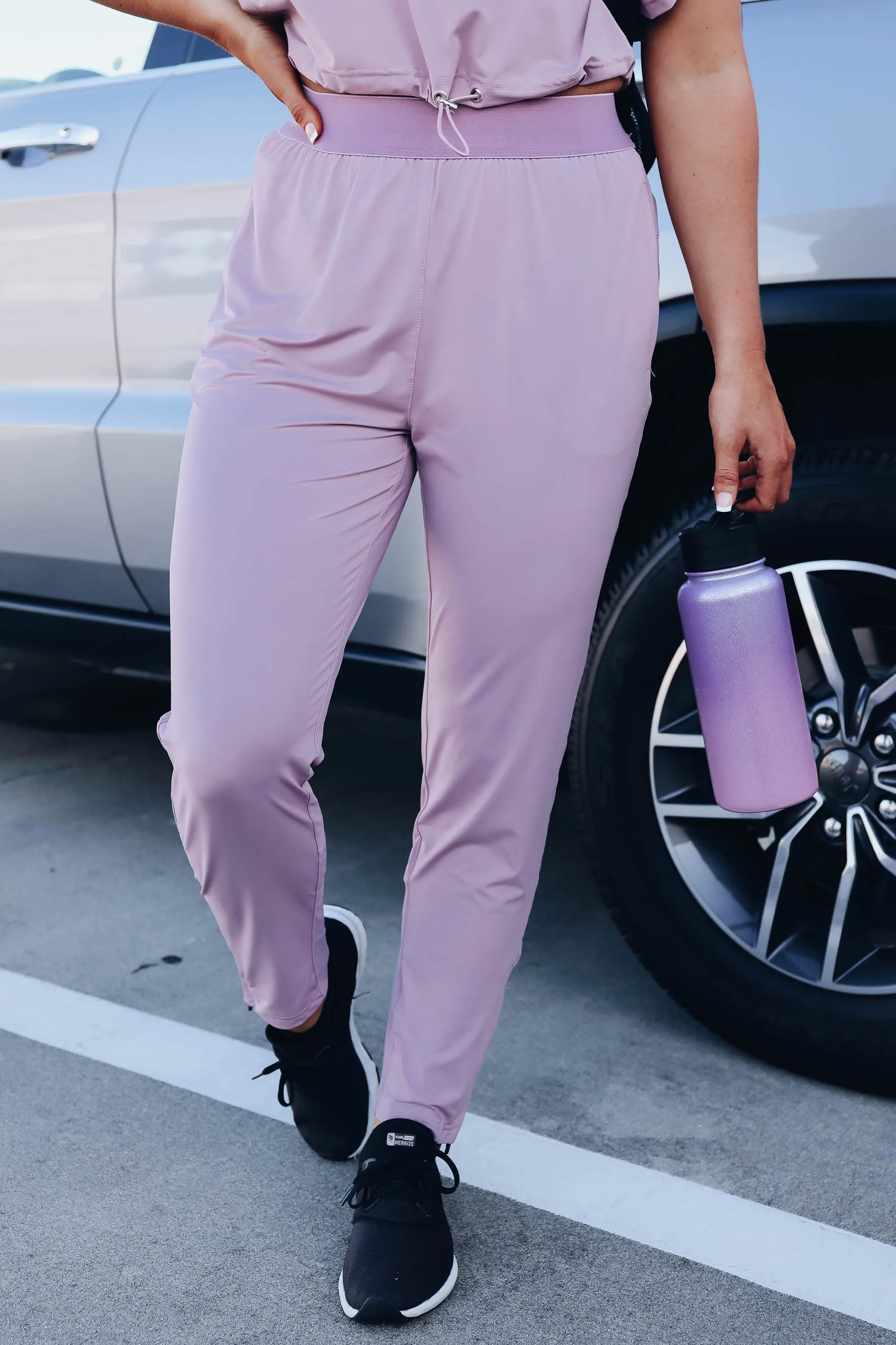 Maverick Mesh Accent Joggers - Mauve