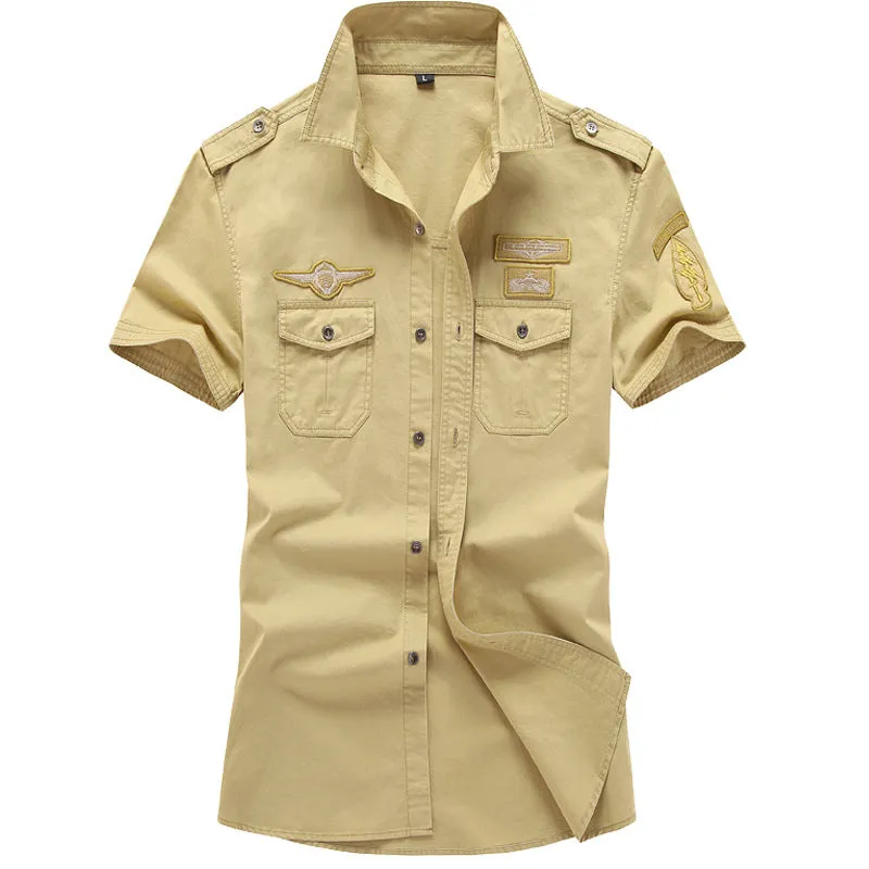 Men Short Sleeve Shirt Large Size Casual Military Uniform Tactical Outdoor Shirts