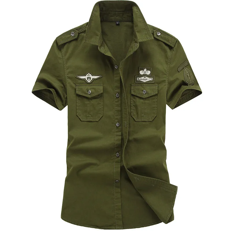 Men Short Sleeve Shirt Large Size Casual Military Uniform Tactical Outdoor Shirts