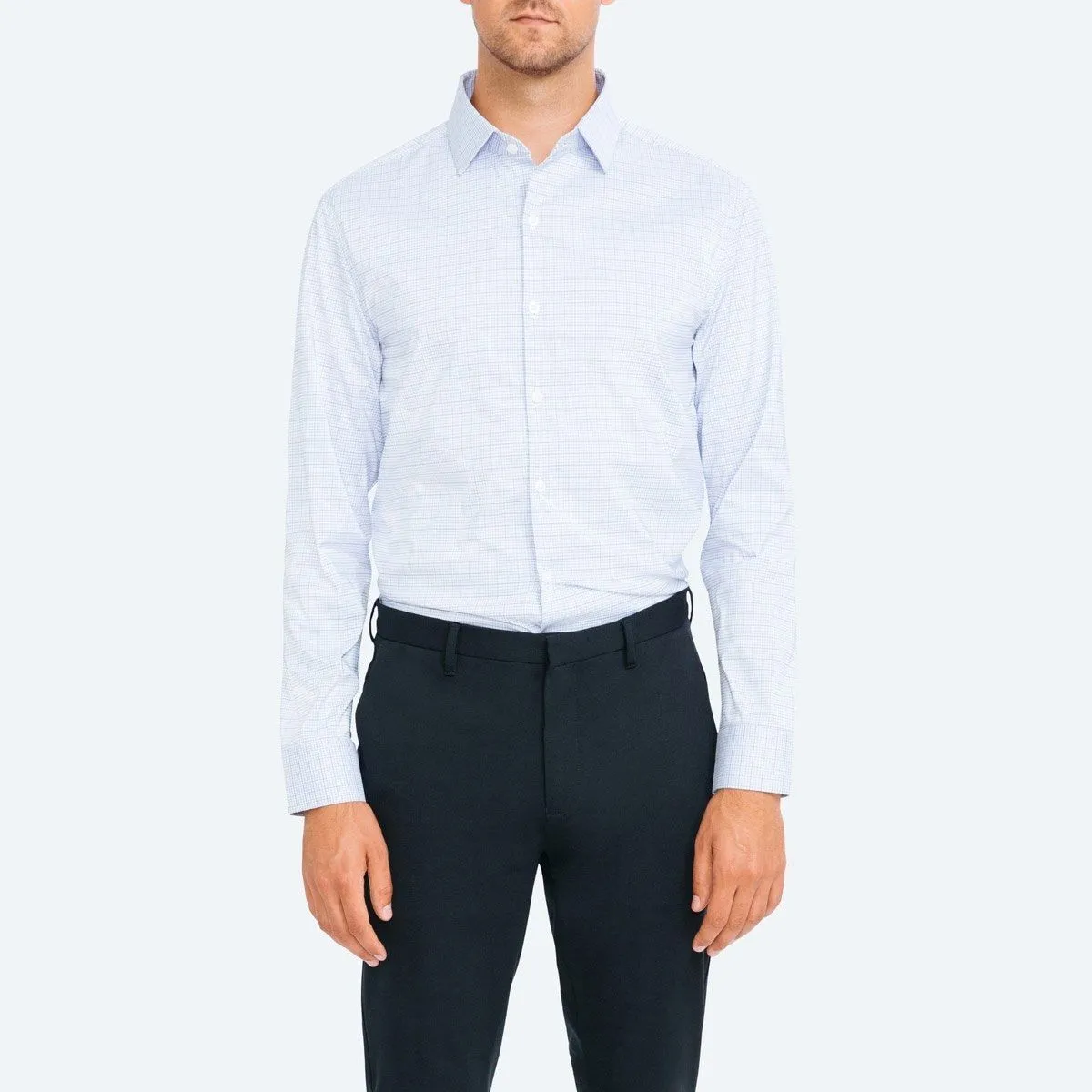 Men's Aero Dress Shirt - Blue Tonal Graph Grid