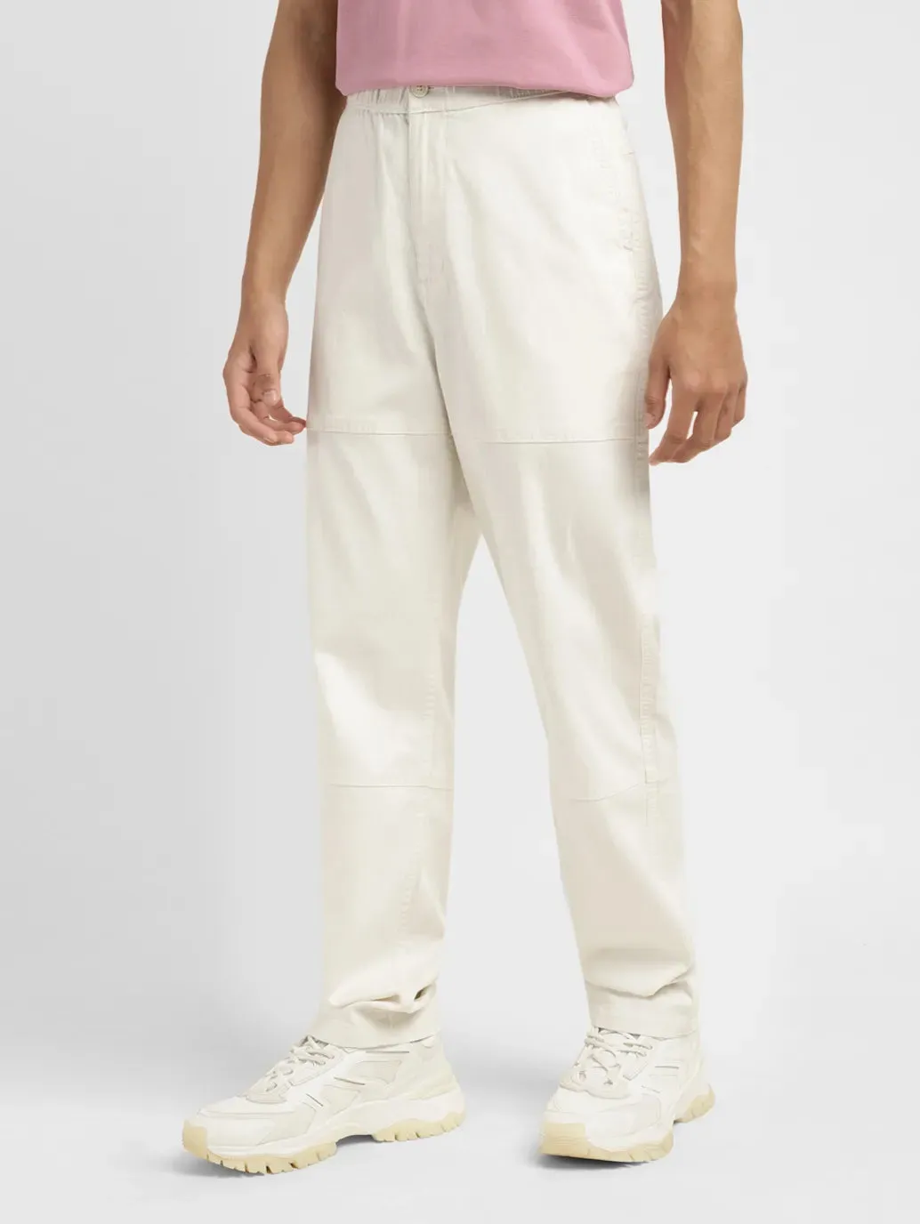 Men's Cream Regular Fit Joggers