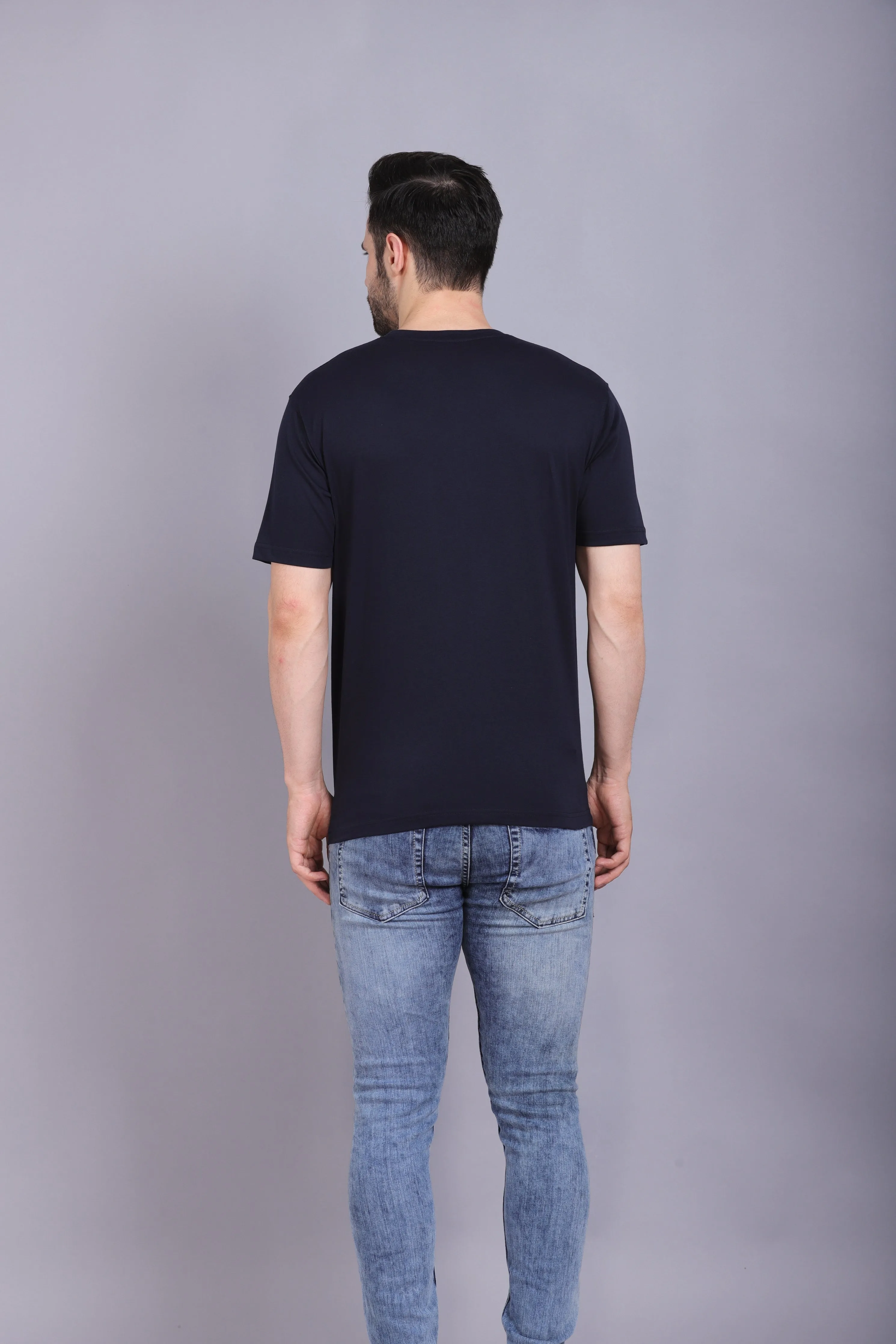 Men's Round Neck T shirt Tejas Navy