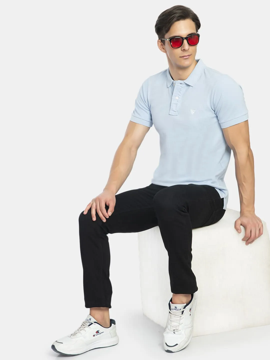 Men's Solid Polo Neck T-Shirt