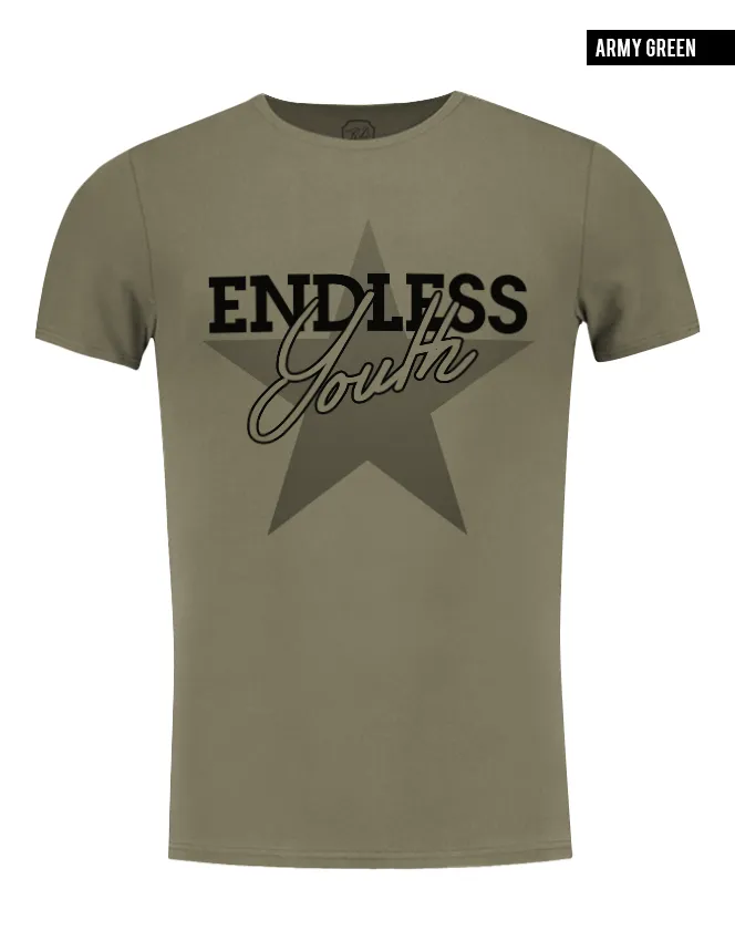 Men's Stylish Casual T-shirt "Endless Youth" Scoop Crew Neck / Color Option / MD750