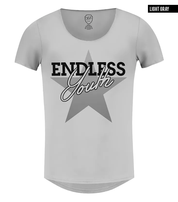 Men's Stylish Casual T-shirt "Endless Youth" Scoop Crew Neck / Color Option / MD750