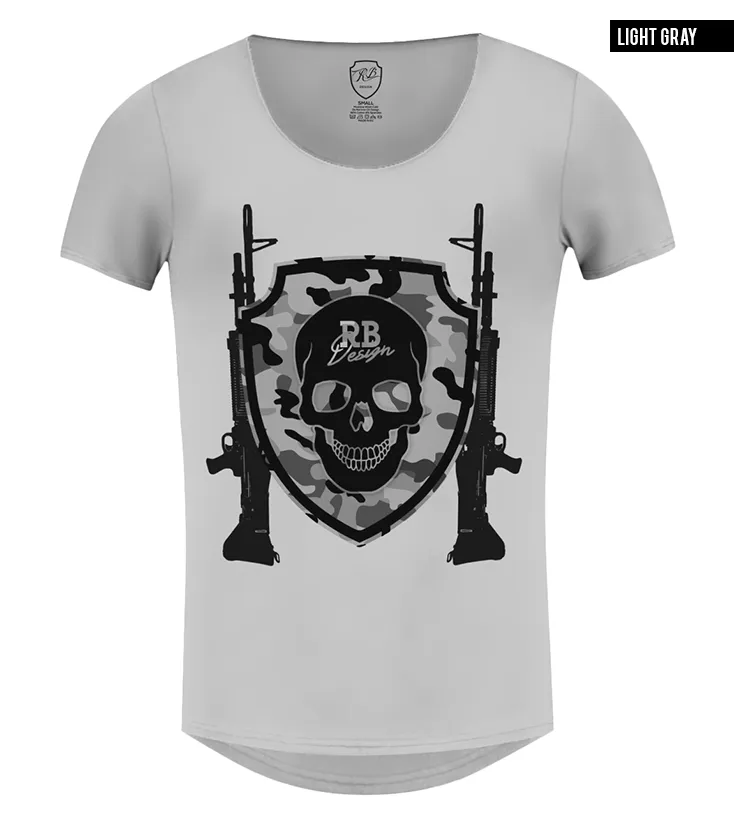 Men's T-shirt "RB Design Warrior"  Luxury Camouflage Army Skull Tee / Color Option / MD638