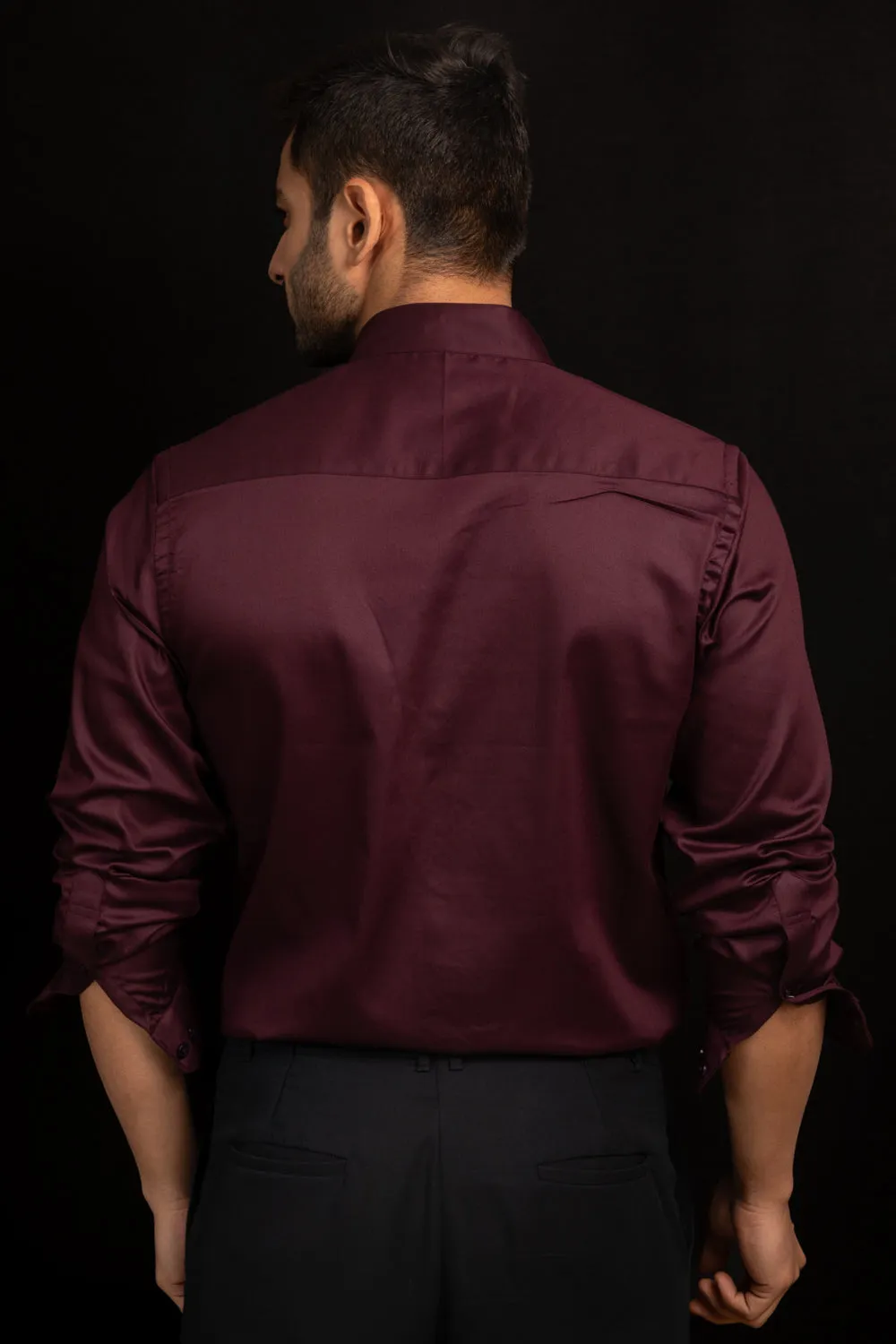 MERLOT MANDARIN COLLAR KR SIGNATURE SHIRT