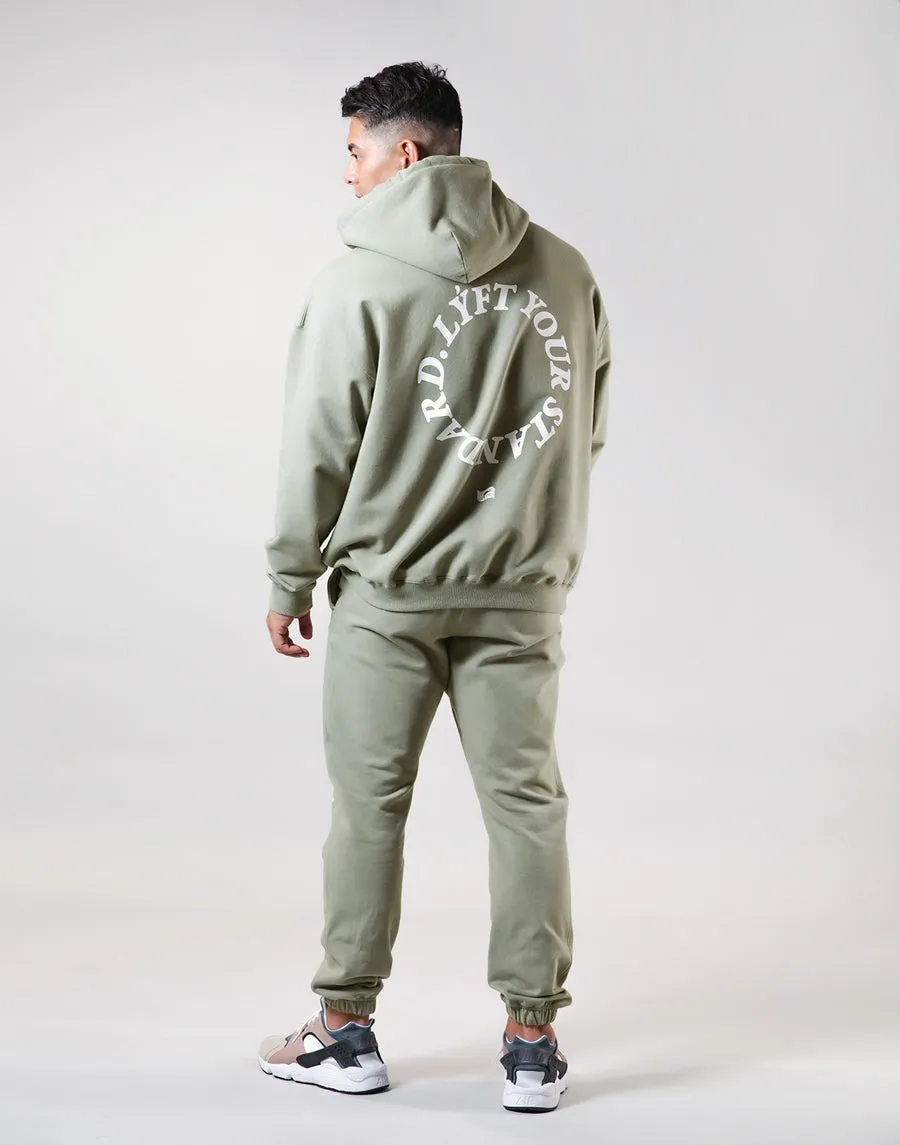 Message Ring Stretch Warm Pullover Hoodie - Olive