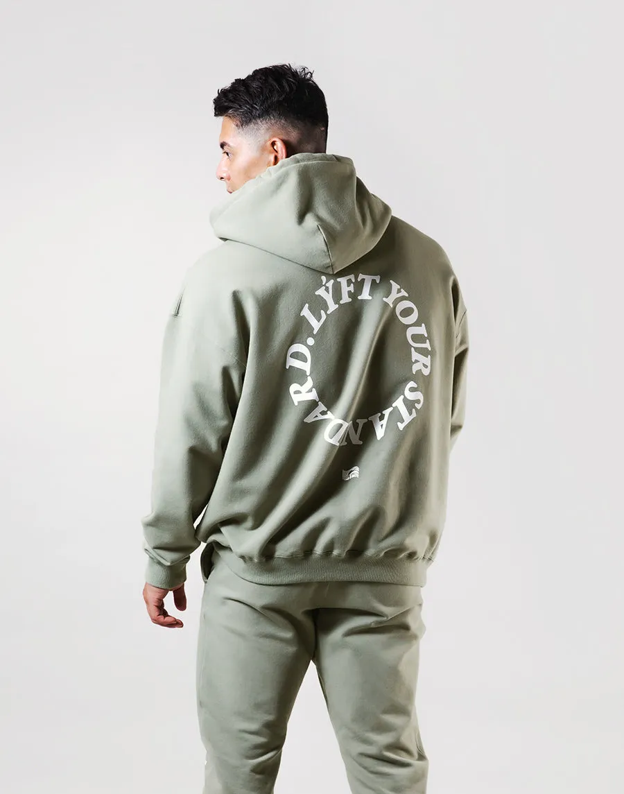 Message Ring Stretch Warm Pullover Hoodie - Olive