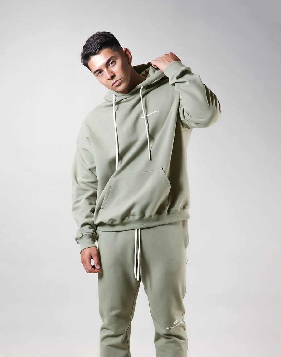 Message Ring Stretch Warm Pullover Hoodie - Olive