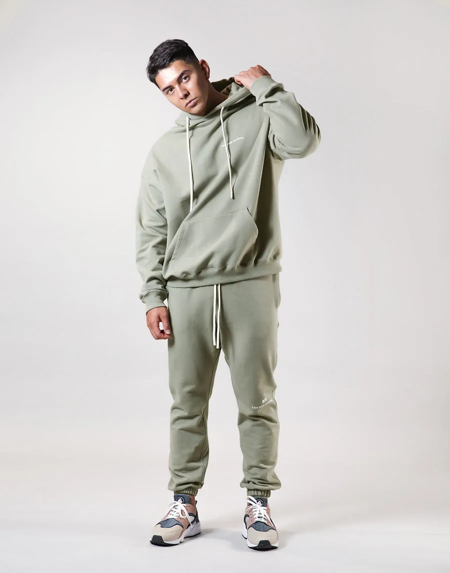 Message Ring Stretch Warm Pullover Hoodie - Olive