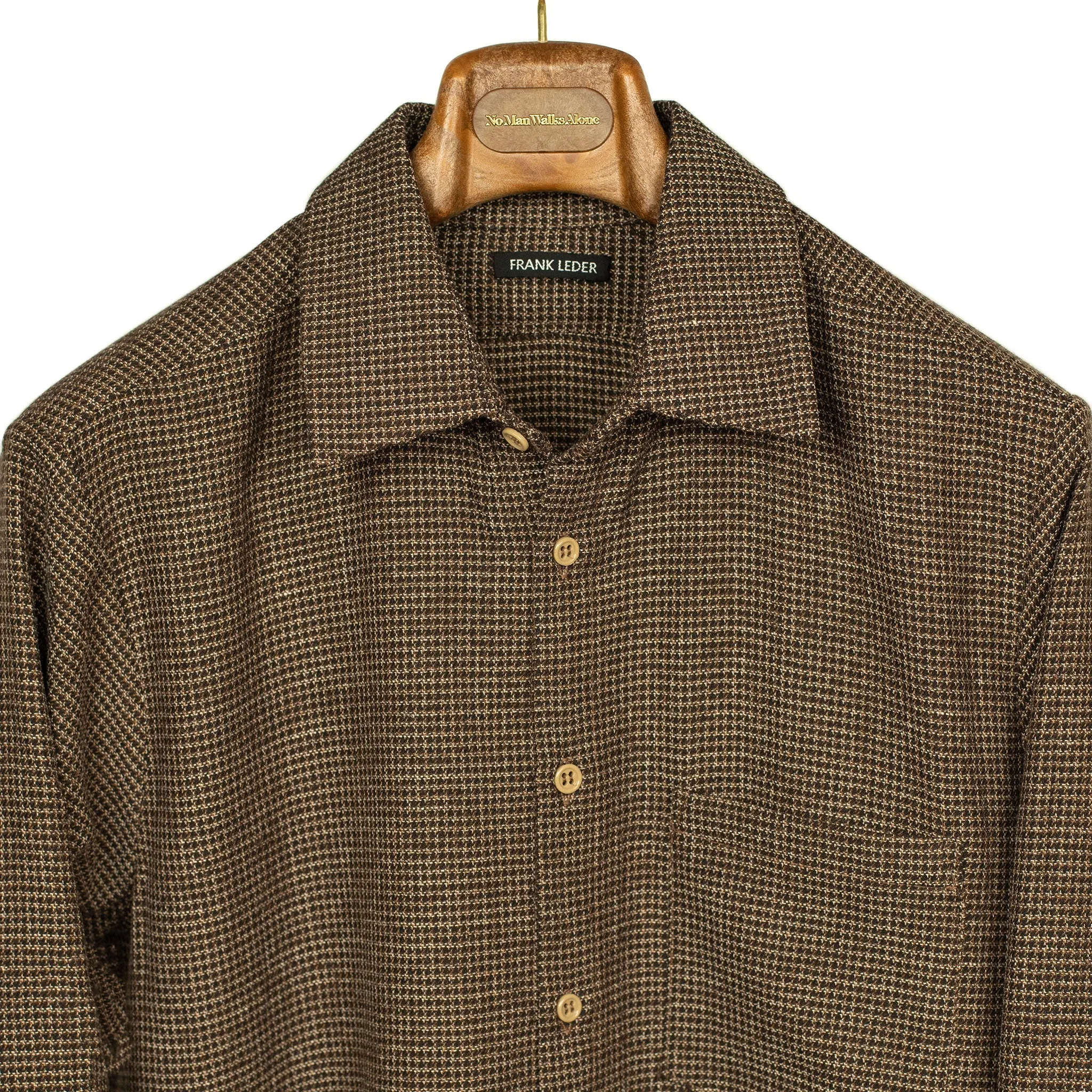 Micro-check shirt in brown wool