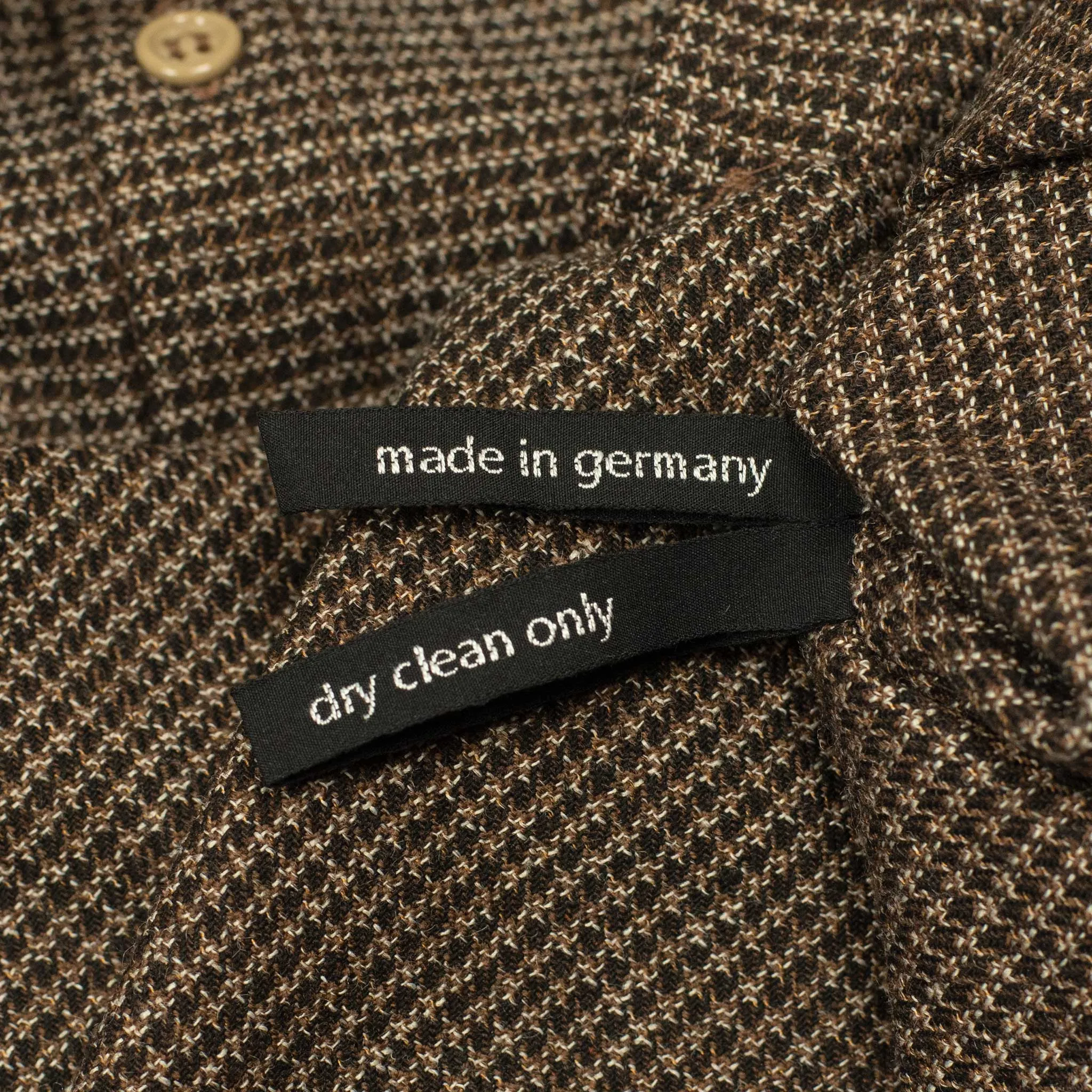 Micro-check shirt in brown wool