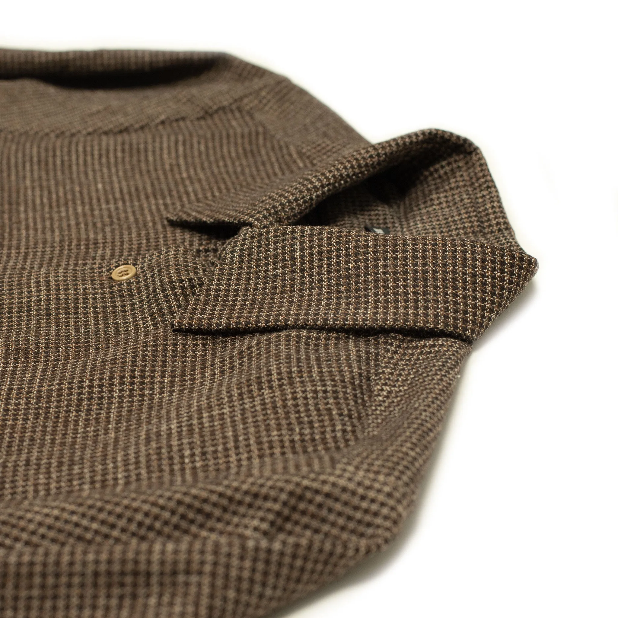 Micro-check shirt in brown wool