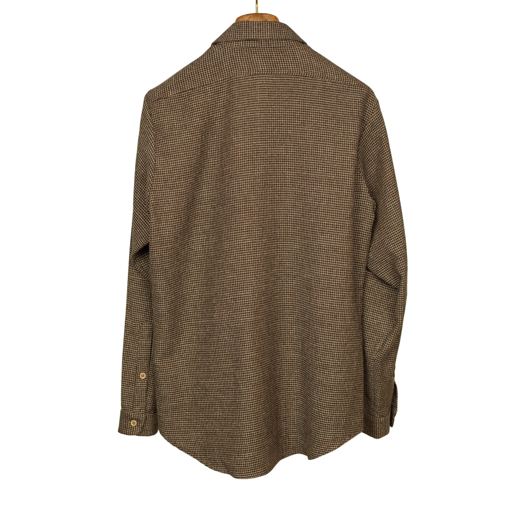 Micro-check shirt in brown wool