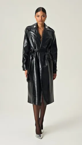 MIDNIGHT CROCO POWER TRENCH COAT