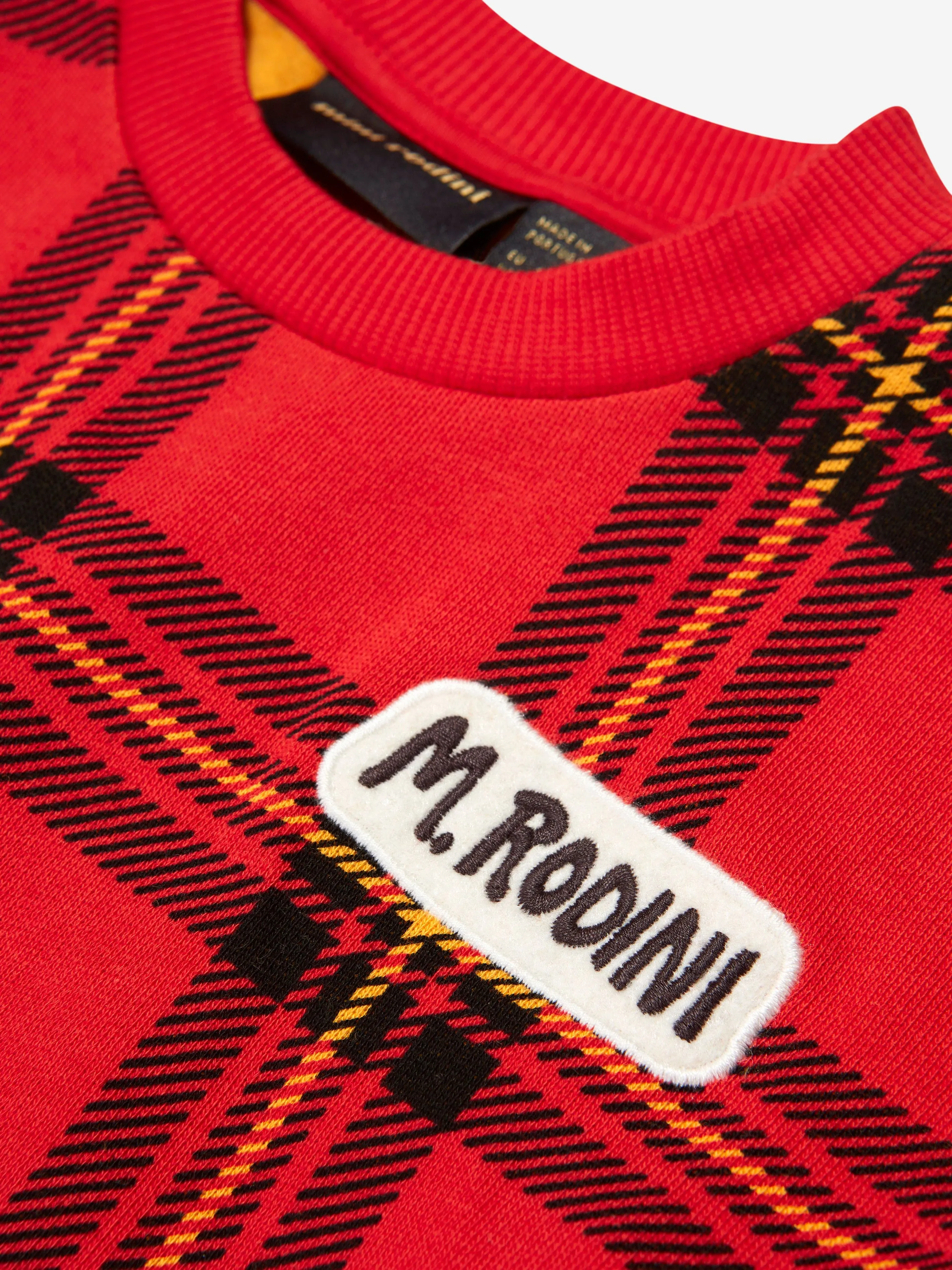 Mini Rodini Kids Organic Cotton Check Sweatshirt in Red