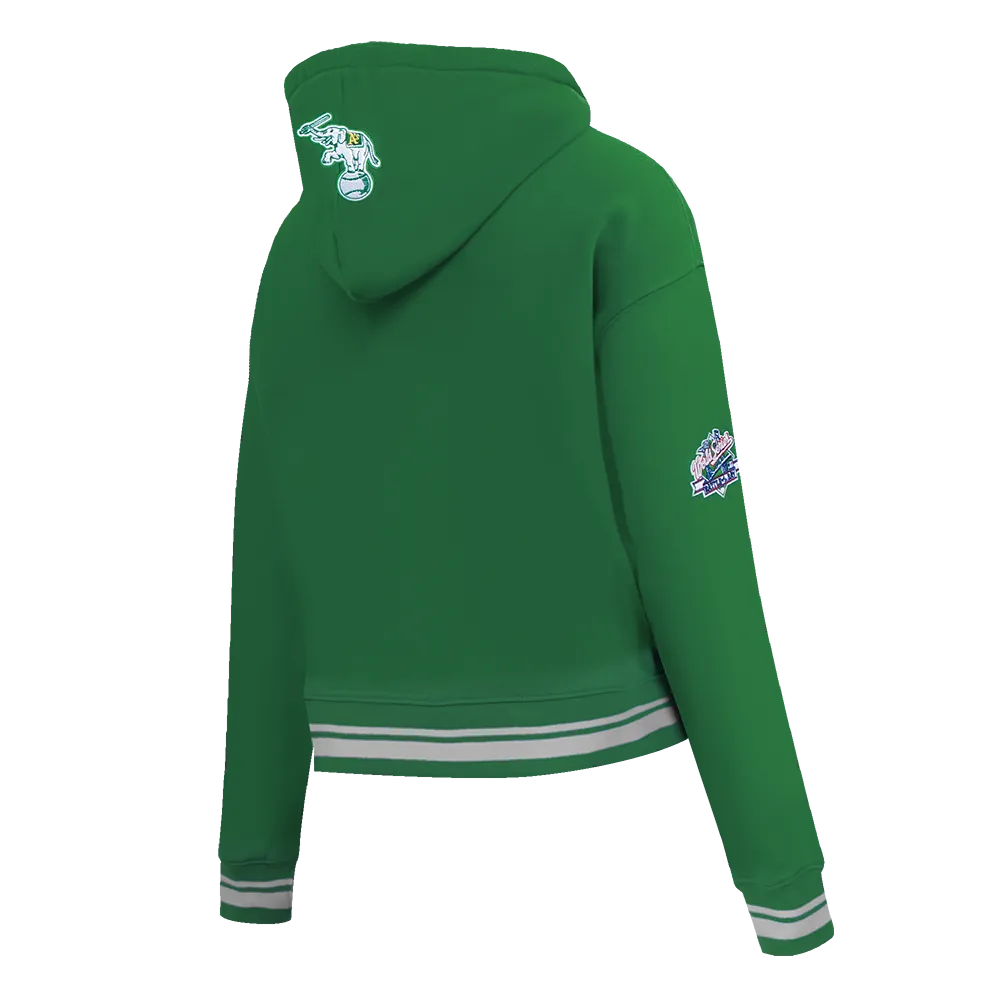 MLB OAKLAND ATHLETICS RETRO CLASSIC WOMEN'S CROPPED PO HOODIE (KELLY GREEN)