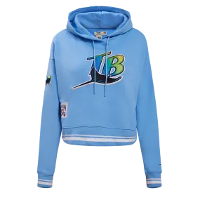 MLB TAMPA BAY RAYS RETRO CLASSIC WOMEN'S RIB CROPPED PO HOODIE (UNIVERSITY BLUE)