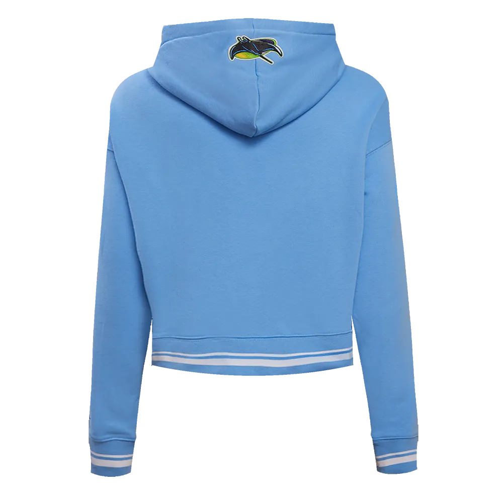 MLB TAMPA BAY RAYS RETRO CLASSIC WOMEN'S RIB CROPPED PO HOODIE (UNIVERSITY BLUE)