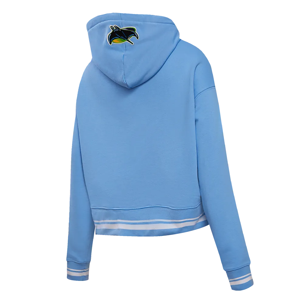 MLB TAMPA BAY RAYS RETRO CLASSIC WOMEN'S RIB CROPPED PO HOODIE (UNIVERSITY BLUE)