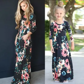 Mommy and me Mom daughter matching floral maxi dress