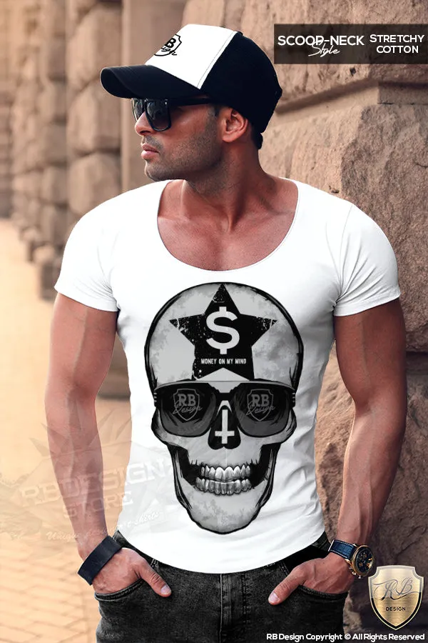 Money On My Mind Men's Skull T-shirt RB Design Tank Top MD542