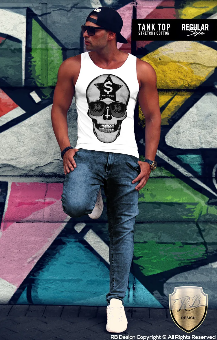 Money On My Mind Men's Skull T-shirt RB Design Tank Top MD542