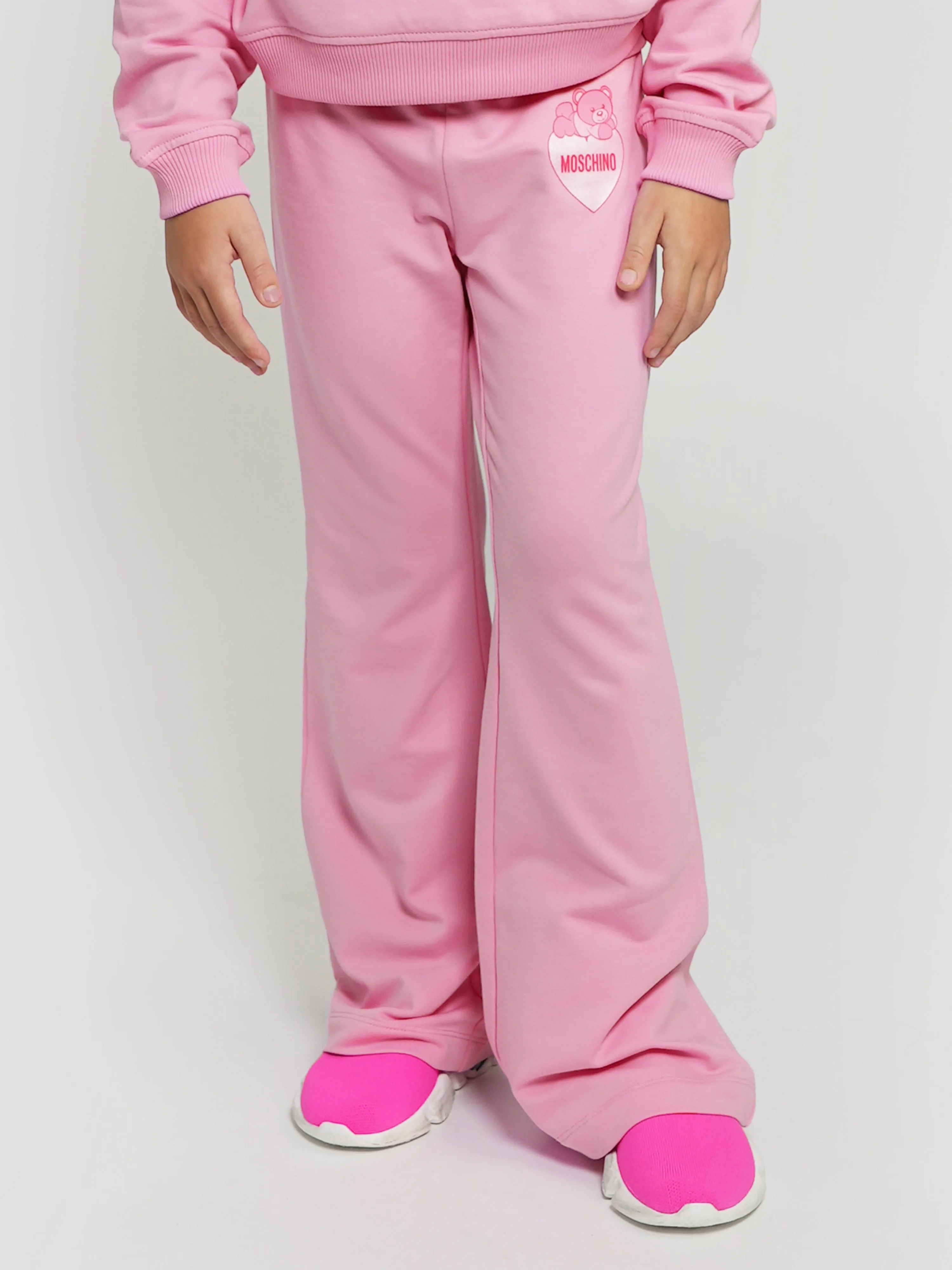 Moschino Girls Flared Logo Joggers in Pink